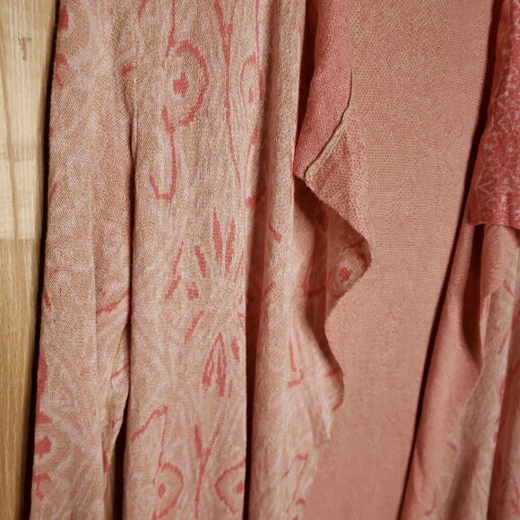 Cupio Women’s Pink Cream White Open Front Thin Soft Cardigan Medium - Picture 3 of 6